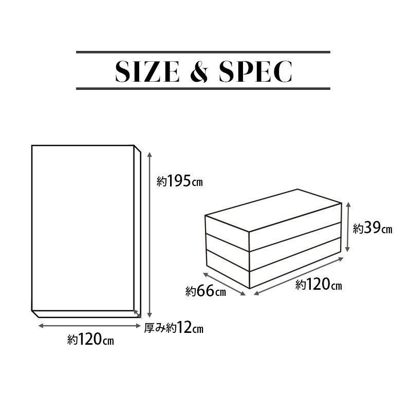 マットレス セミダブル 三つ折り 折りたたみ 極厚 12cm 高反発 高密度 ウレタン かため 洗える 抗菌加工 フィット性 通気性 体圧分散 高機能 GRAND MATTRESS グランド