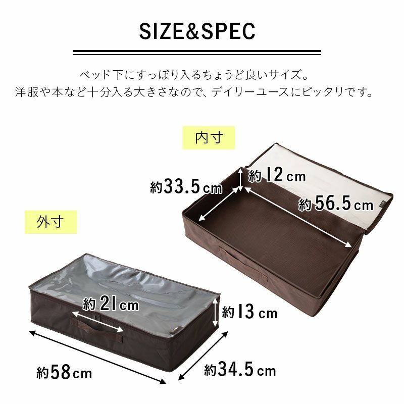 折りたたみベッド MEHOL メホール 専用 収納ケース 2個組 中身が見える ベッド下 省スペース 全サイズ共用 セミシングル シングル シングルロング セミダブル