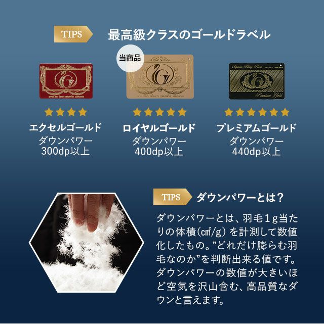 日本製 ロイヤルゴールドラベル 羽毛布団 セミダブルロング 収納ケース付き ポーランド産 ホワイトダックダウン 93％