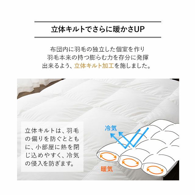 日本製 ロイヤルゴールドラベル 羽毛布団 ダブル 収納ケース付き ポーランド産 ホワイトダックダウン 93％