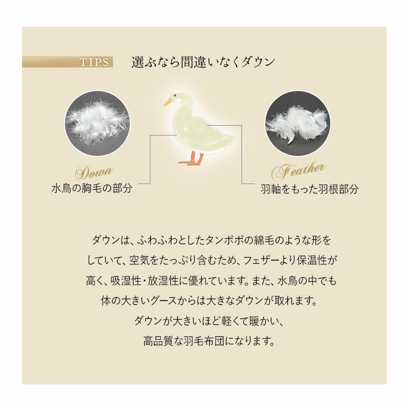 日本製 プレミアムゴールドラベル 羽毛布団 クイーン 非圧縮
