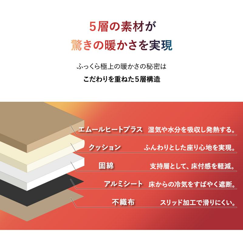 ラグ ラグマット カーペット 絨毯 130×190cm 約1.5畳 長方形 吸湿発熱 極暖 +4℃ あったか もこもこ ふわふわ 冬用 寒さ対策 防寒対策 エムールヒートプラス EMOOR HEAT + plus