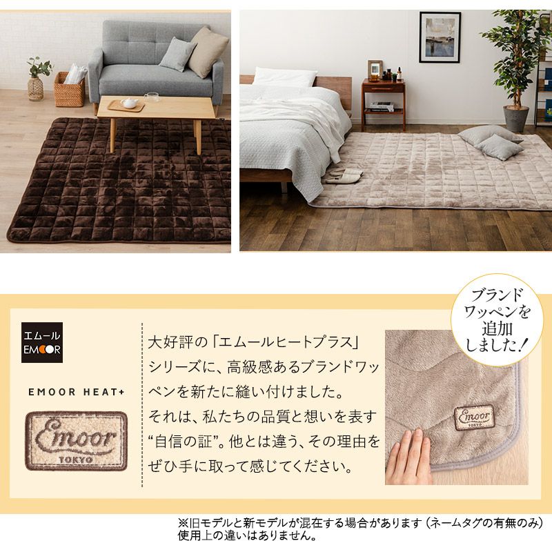 ラグ ラグマット カーペット 絨毯 190×190cm 約2畳 正方形 吸湿発熱 極暖 +4℃ あったか もこもこ ふわふわ 冬用 寒さ対策 防寒対策 エムールヒートプラス EMOOR HEAT + plus