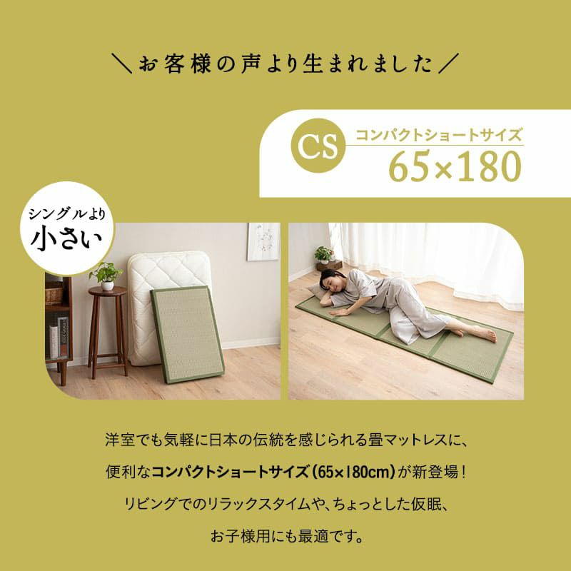 畳マットレス い草マットレス コンパクトショート シングル ダブル クイーン 4つ折り 8つ折り 折りたたみ 天然い草 消臭 空気洗浄 湿度調整 除湿 調湿 防カビ リラックス 和