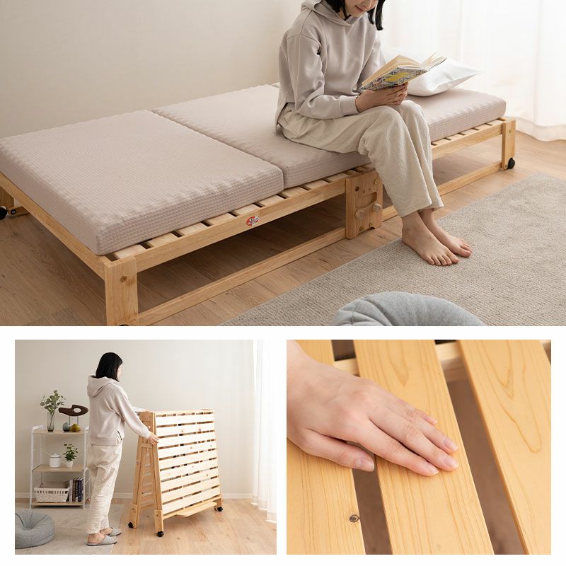 折りたたみヒノキのすのこベッド ワイド シングル ロータイプ 日本製 国産 天然木 木製 折りたたみベッド すのこベッド スノコベッド ベッドフレーム 檜 桧 ひのき