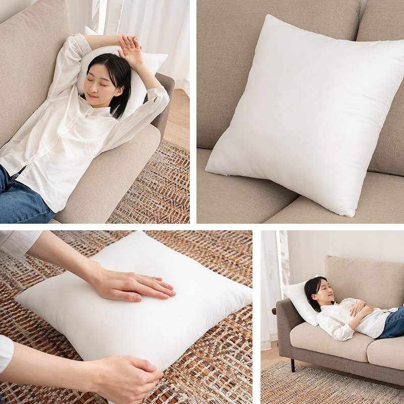 洗えるクッション 45×45cm 50×50cm 単品 正方形 日本製 国産 洗える 丸洗い 清潔 へたりにくい ヌードクッション 腰クッション 腰当て 背当て 背もたれ