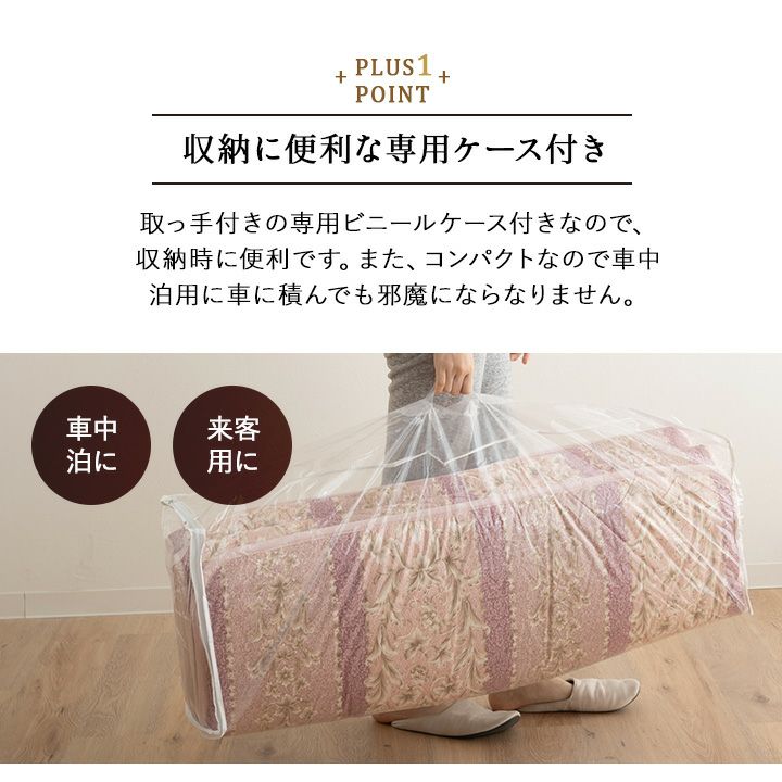 日本製 軽量 6つ折り 敷き布団 収納ケース付き 抗菌 防臭 防ダニ 綿100％ 200本ブロード生地