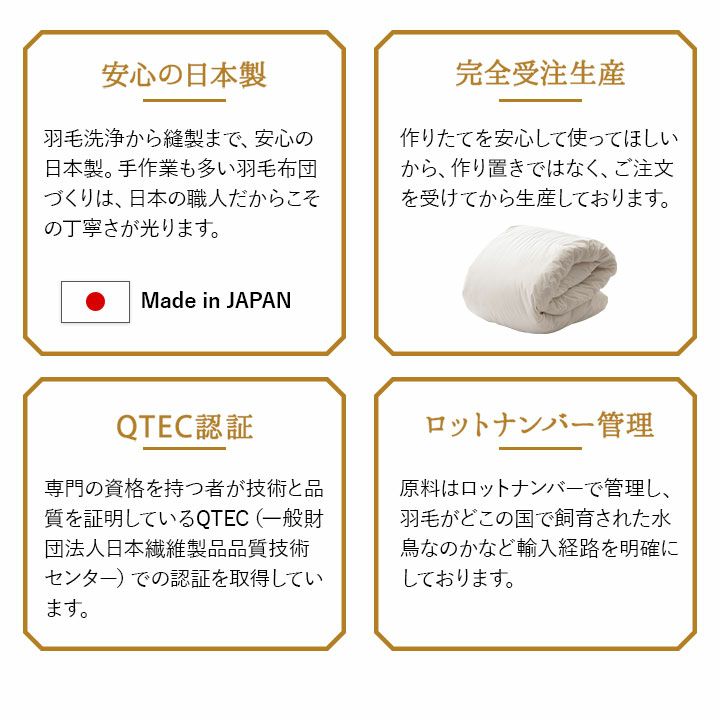 日本製 ロイヤルゴールドラベル ダウンケット 羽毛肌掛け布団 羽毛布団 クイーン 非圧縮 高品質 オールシーズン ポーランド産 ホワイトダックダウン 93％