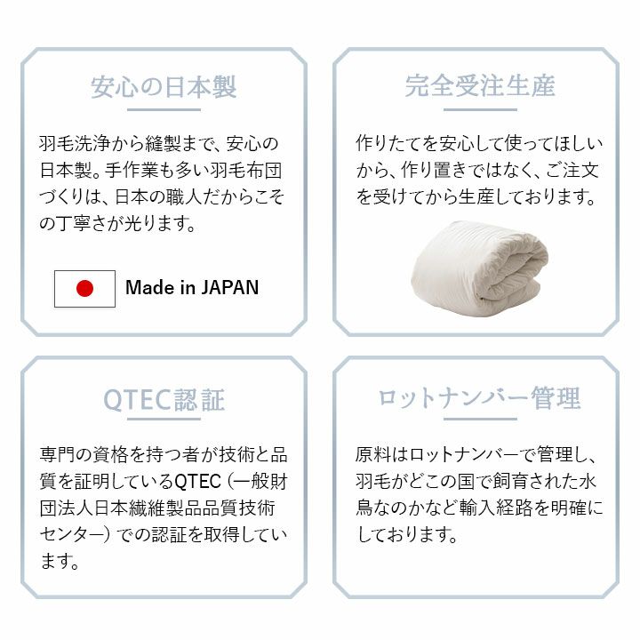 日本製 エクセルゴールドラベル ダウンケット 羽毛肌掛け布団 羽毛布団 クイーン 非圧縮 高品質 オールシーズン ハンガリー産 ホワイトダックダウン 90％