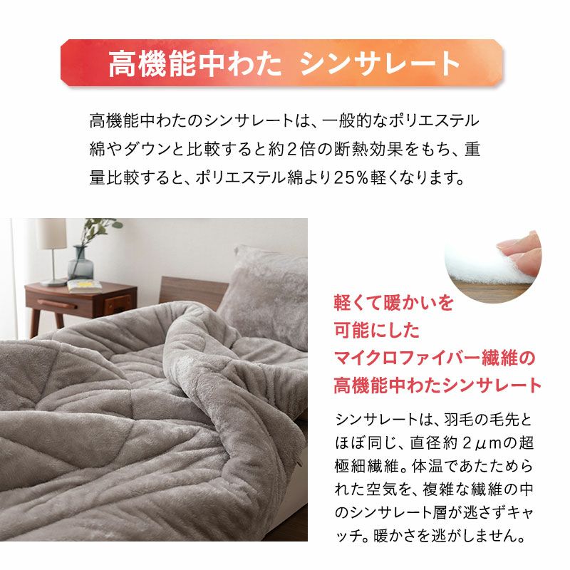 発熱わた入り 掛け布団 シングル 掛布団 シンサレート 洗える 吸湿発熱 冬用 防寒 あったか 暖かい ふわふわ エムールヒート EMOOR HEAT