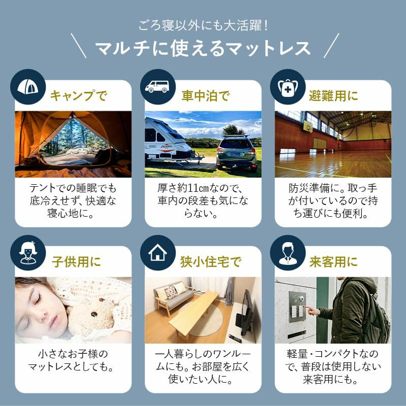 三つ折りマットレス コンパクトショート 3つ折り 折りたたみ コンパクトマットレス ごろ寝マットレス マットレス スツール 極厚 11cm 高反発 ウレタン かため 洗えるカバー キャンプ 車中泊 車載 避難 LUXE リュクス
