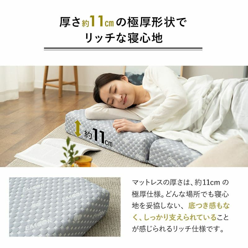 三つ折りマットレス コンパクトショート 3つ折り 折りたたみ コンパクトマットレス ごろ寝マットレス マットレス スツール 極厚 11cm 高反発 ウレタン かため 洗えるカバー キャンプ 車中泊 車載 避難 LUXE リュクス
