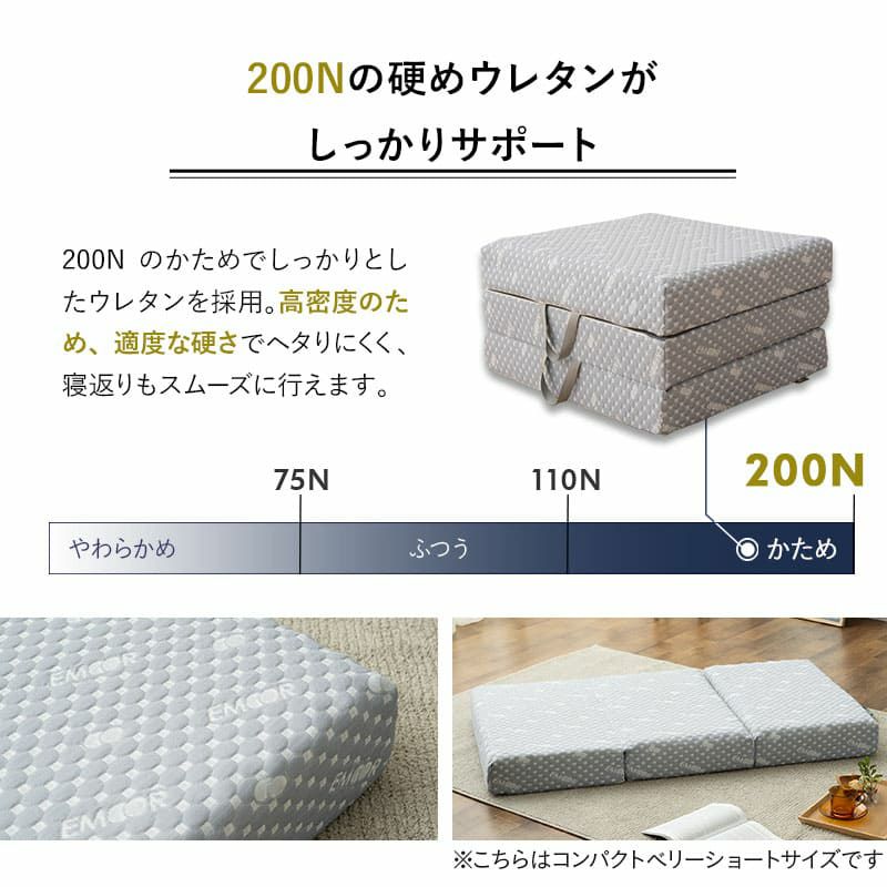 三つ折りマットレス コンパクトマットレス 65×120cm 65×180cm 80×180cm 折りたたみ ごろ寝 マットレス 極厚 11cm 高反発ウレタン かため キャンプ 車中泊 車載 避難 子供 LUXE リュクス