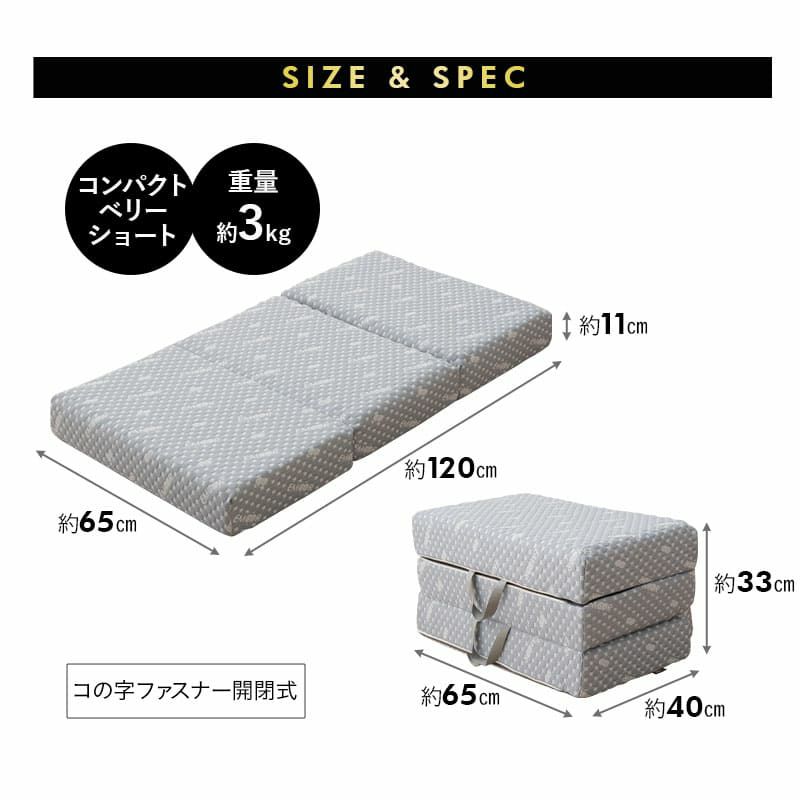 三つ折りマットレス コンパクトマットレス 65×120cm 65×180cm 80×180cm 折りたたみ ごろ寝 マットレス 極厚 11cm 高反発ウレタン かため キャンプ 車中泊 車載 避難 子供 LUXE リュクス