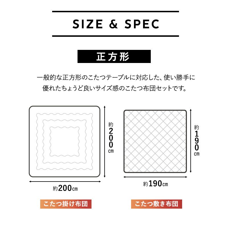 こたつ掛敷セット こたつ布団 ラグ 2点セット 正方形 こたつ 掛け布団 敷き布団 敷物 カーペット 吸湿発熱 極暖 +4℃ あったか もこもこ ふわふわ 冬用 寒さ対策 防寒対策 エムールヒートプラス EMOOR HEAT + plus