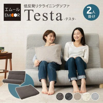 【Testa】 低反発リクライニングソファ 2人用 ハイバック～フラット 脚付き