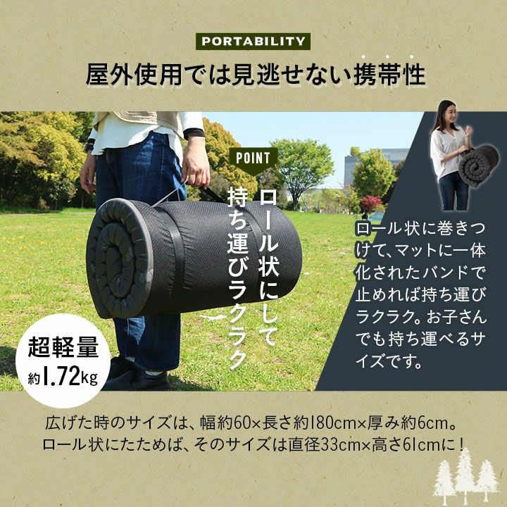 マットレス 折りたたみ ロール式 シングル コンパクト 高反発 ウレタン