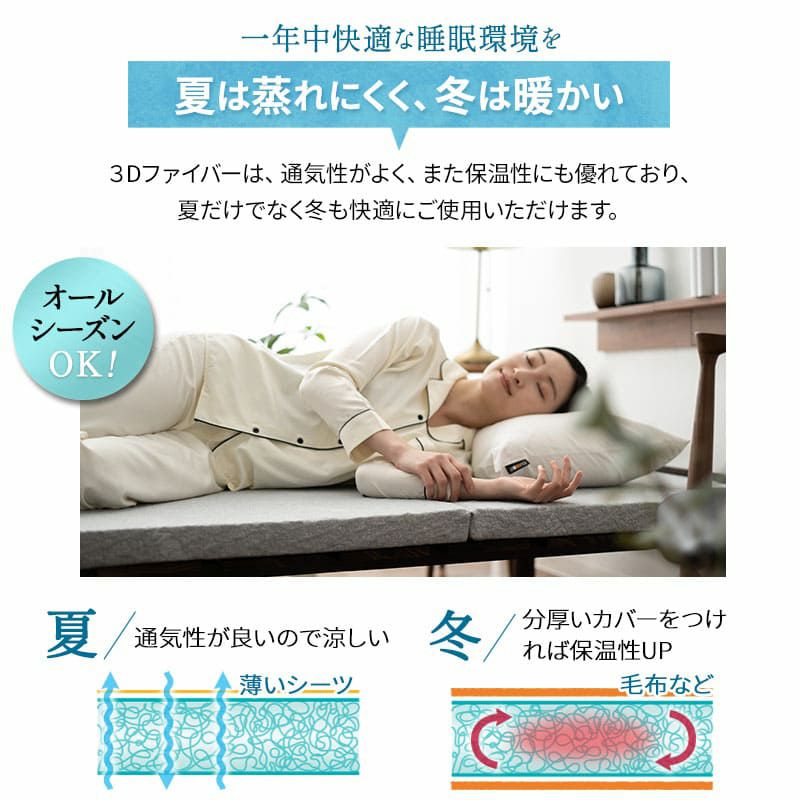 マットレス 敷布団 シングル セミダブル ダブル クイーン 抗ウィルス 通気性抜群 3つ折り 折りたたみ 高反発 3Dファイバー 体圧分散 丸洗い 清潔 衛生的 ウルトラウォッシュマットレス ultra wash mattress