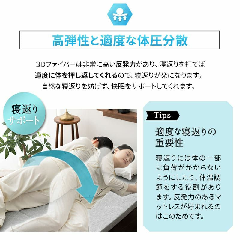 マットレス 敷布団 シングル セミダブル ダブル クイーン 抗ウィルス 通気性抜群 3つ折り 折りたたみ 高反発 3Dファイバー 体圧分散 丸洗い 清潔 衛生的 ウルトラウォッシュマットレス ultra wash mattress
