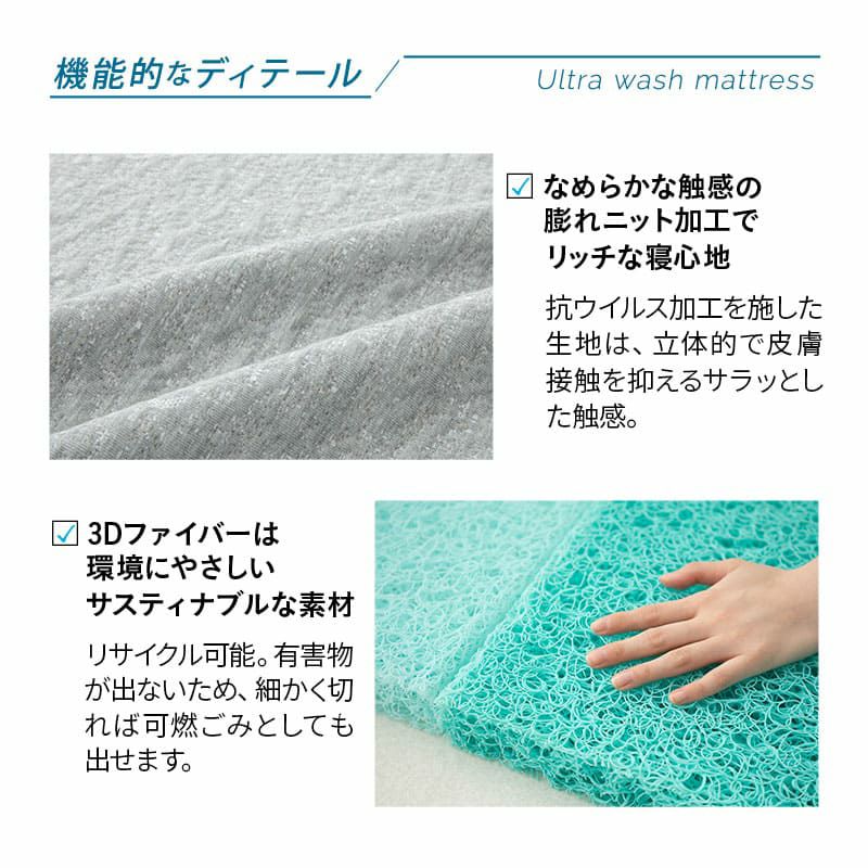 マットレス トッパー シングルサイズ 高反発 抗ウィルス まるごと 洗える