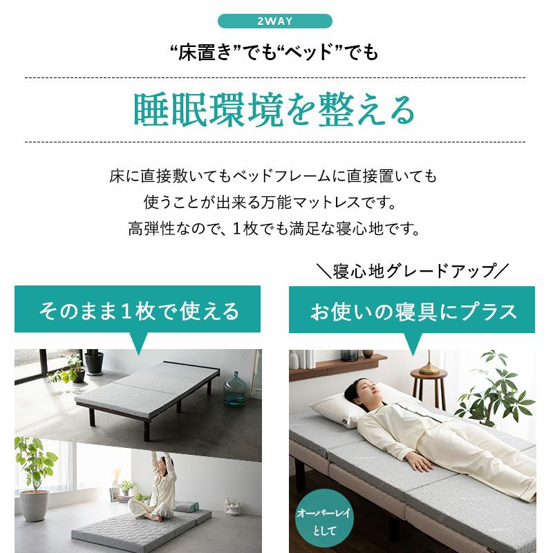 マットレス シングル セミダブル ダブル クイーン 三つ折り 折りたたみ 抗ウィルス 通気性抜群 高反発 3Dファイバー 丸洗い スカイブリージー SKY BREEZY MATTRESS