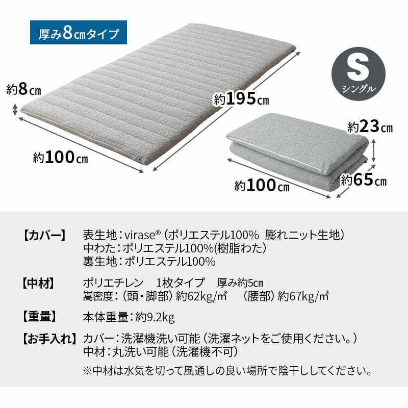 マットレス 敷布団 シングル セミダブル ダブル クイーン 抗ウィルス 通気性抜群 3つ折り 折りたたみ 高反発 3Dファイバー 体圧分散 丸洗い 清潔 衛生的 ウルトラウォッシュマットレス ultra wash mattress