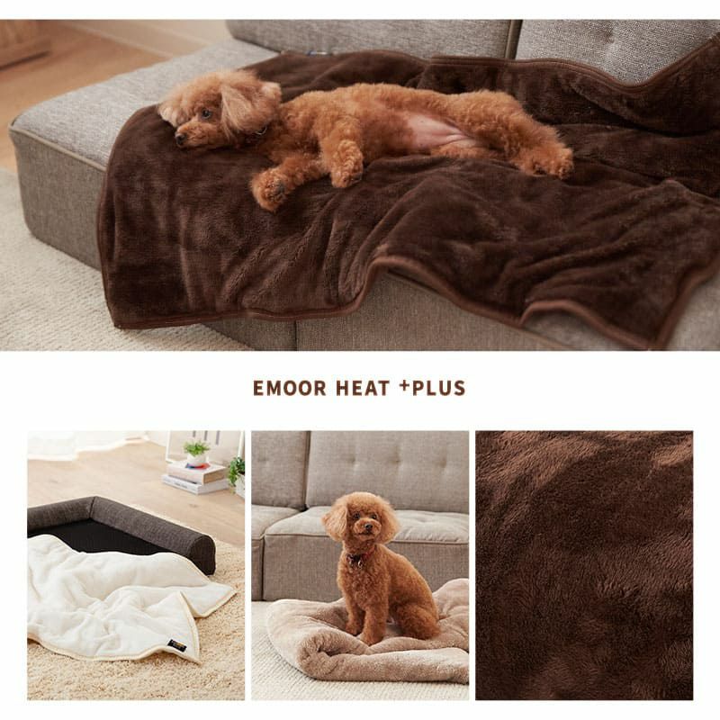 犬用の柔らかい毛布 エムールヒートプラス ペット用 2枚合わせ毛布 ブランケット