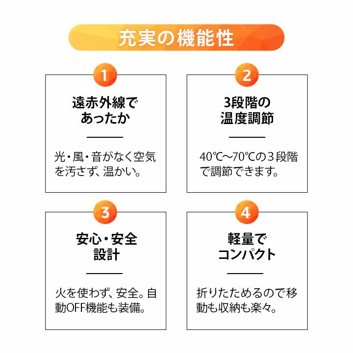 足元パネルヒーター 3面タイプ 遠赤外線 速暖 最高70度 薄型 軽量