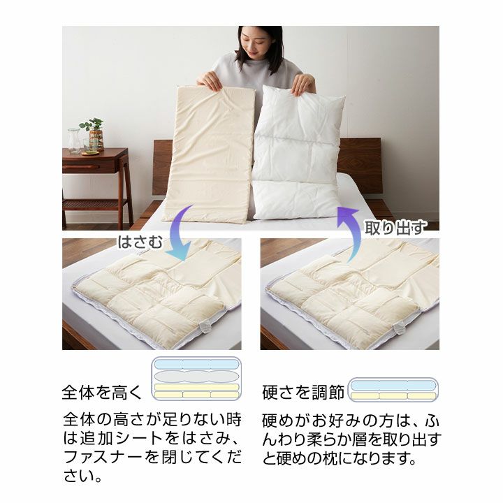 数量限定 日本製 ちょうどよいが見つかる オーダーまくら 40×66cm 高さ調節 手洗い ジャガード織り