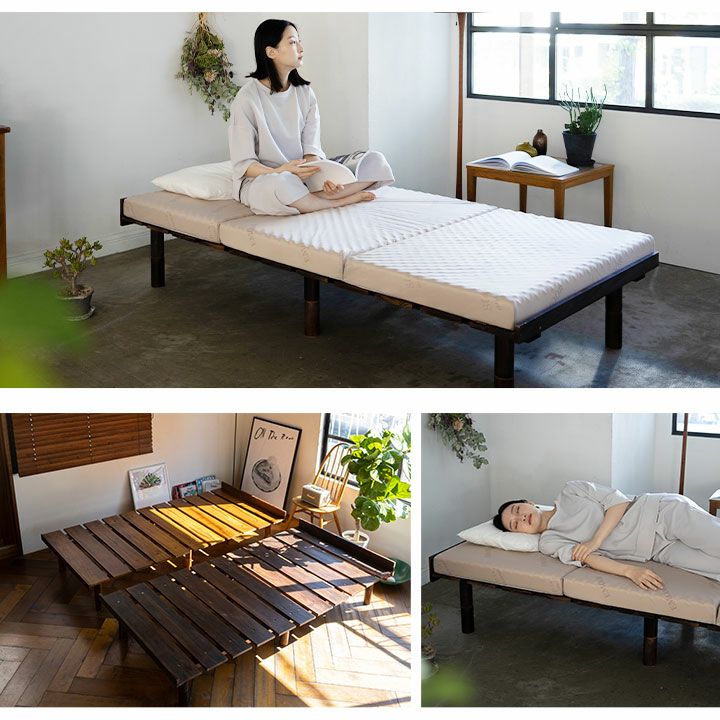 天然木すのこベッド 3つ折りマットレス 2点セット シングルサイズ │ 寝具・家具の専門店 エムール