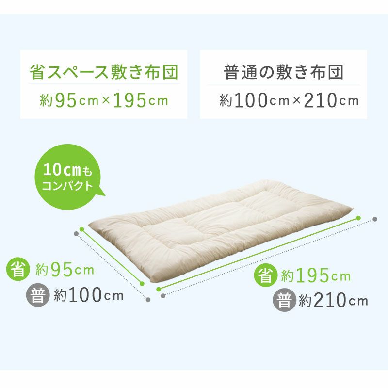 省スペース 敷き布団 シングル 生成り 日本製 コンパクト 折り畳みベッド 2段ベッド