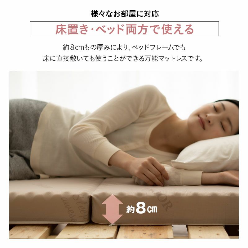 マットレス シングル 三つ折り 厚み8cm FIRST MATTRESS 高反発 ウレタン 高密度 150N 25D 柔らかめ 