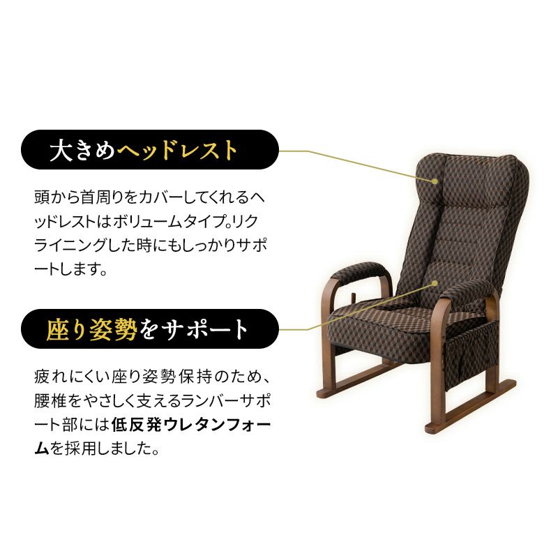 高座椅子 リクライニング レバー式 ゆるり 一人用 パーソナルチェア 椅子