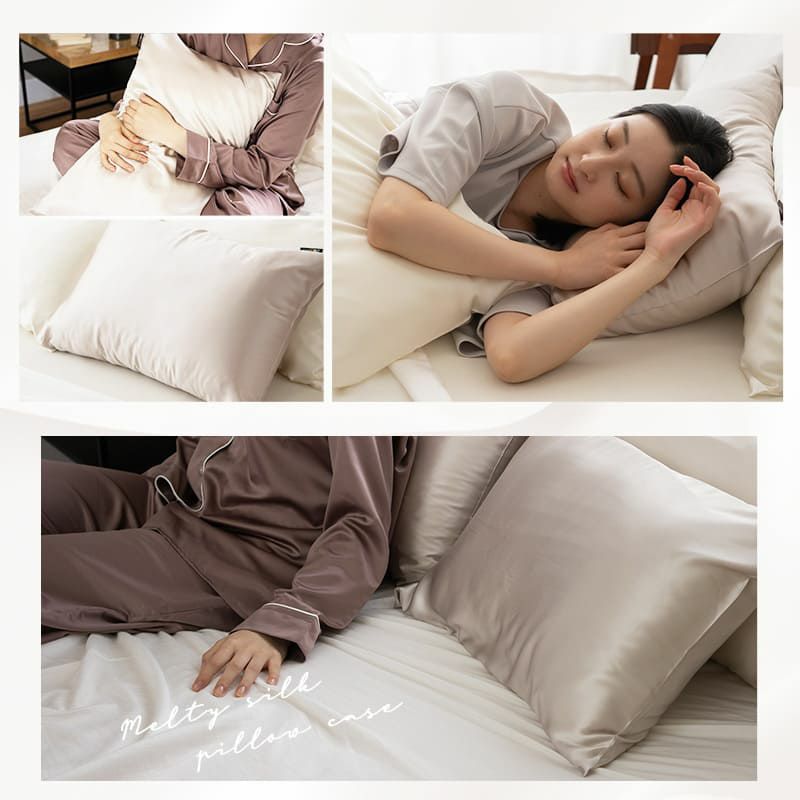 天然シルク100％ 枕カバー ピロケース 43×63cm ファスナー式 43×90cm 封筒式 美髪 美肌 Melty Silk メルティシルク