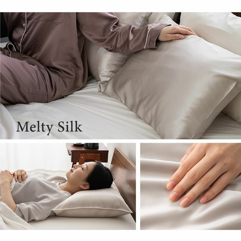 天然シルク100％ 枕カバー ピロケース 43×63cm ファスナー式 43×90cm 封筒式 美髪 美肌 Melty Silk メルティシルク
