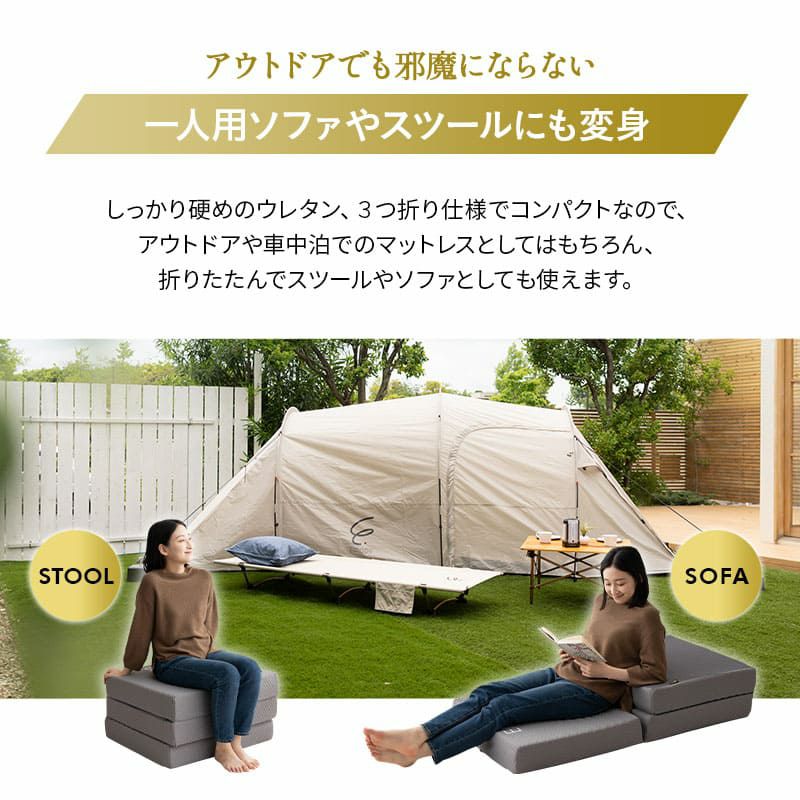 マットレス 幅65cm コンパクトショート 三つ折り 折りたたみ 極厚 12cm コンパクトマットレス ごろ寝マットレス 高反発 高密度 ウレタン かため 洗える 抗菌加工 フィット性 通気性 体圧分散 高機能 GRAND MATTRESS グランド