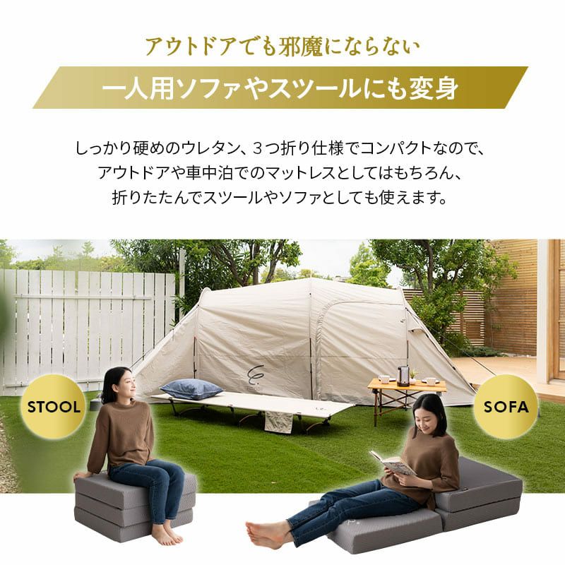 マットレス 幅65cm コンパクトショート 三つ折り 折りたたみ 極厚 12cm コンパクトマットレス ごろ寝マットレス 高反発 高密度 ウレタン かため 洗える 抗菌加工 フィット性 通気性 体圧分散 高機能 GRAND MATTRESS グランド