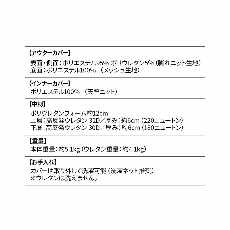 マットレス 三つ折り スリムタイプ 65×180 厚さ12cm 極厚 ウレタンマットレス 3つ折り 折りたたみ グランドマットレス EMOOR GRAND MATTRESS