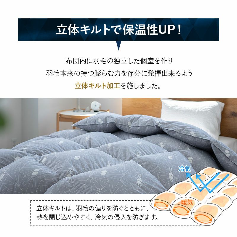 日本製 ロイヤルゴールドラベル 羽毛布団 シングル 非圧縮 抗菌 防臭