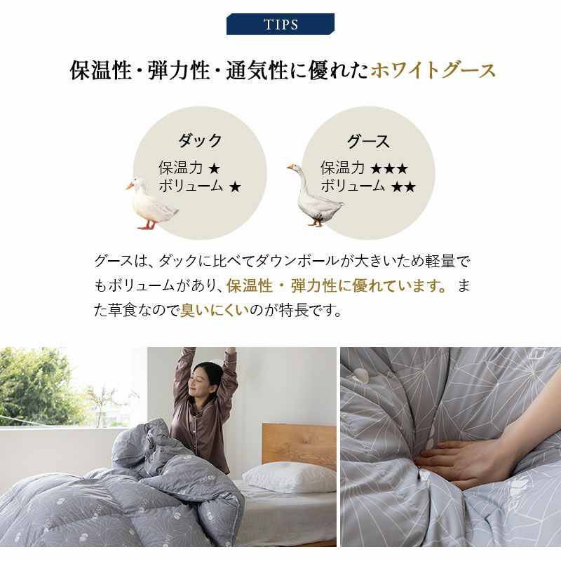 日本製 ロイヤルゴールドラベル 羽毛布団 ダブル 非圧縮 抗菌 防臭 寝具・家具の専門店 エムール