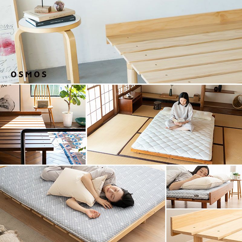 すのこベッド ベッドフレーム ベッド ダブル 木製 天然木 すのこ スノコ 高さが変えられる 高さ調節可能 ロータイプ ハイタイプ 通気性抜群 カビ対策 湿気対策 ベッド下収納 OSMOS オスモス