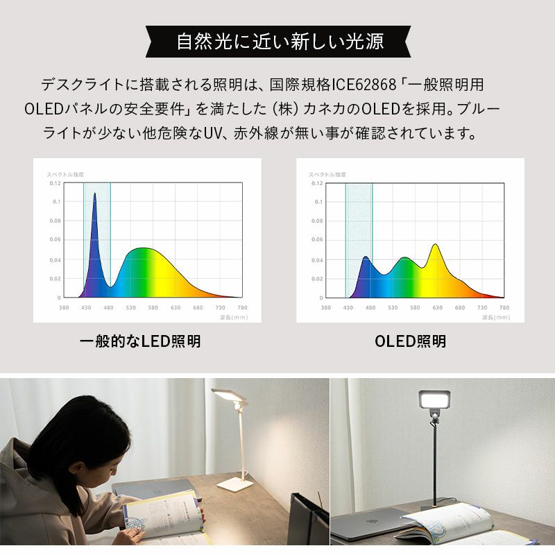 ベッドサイドライト デスクライト 日本製 有機EL 角度調節 調光 目に