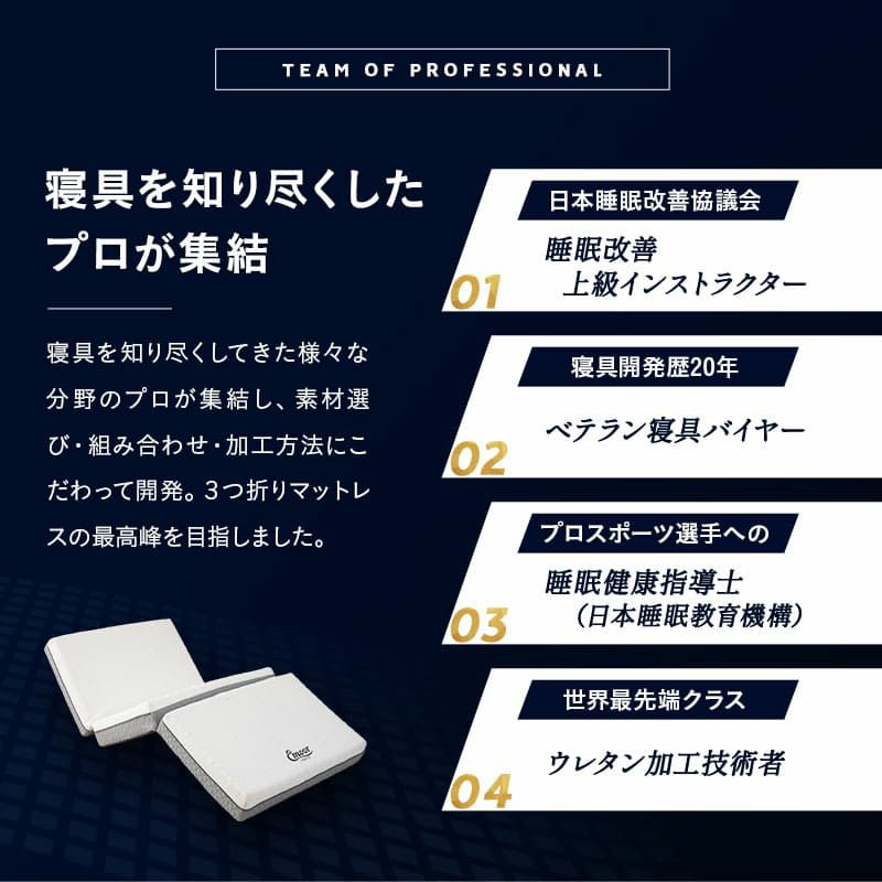プレミアムマットレス シングル 3層構造 三つ折り 折りたたみ マットレス 極厚 最厚 15cm 高反発 高密度 ウレタン かため 洗える 柔軟性 弾力性 フィット性 通気性 体圧分散 3つ折りマットレスの最高峰