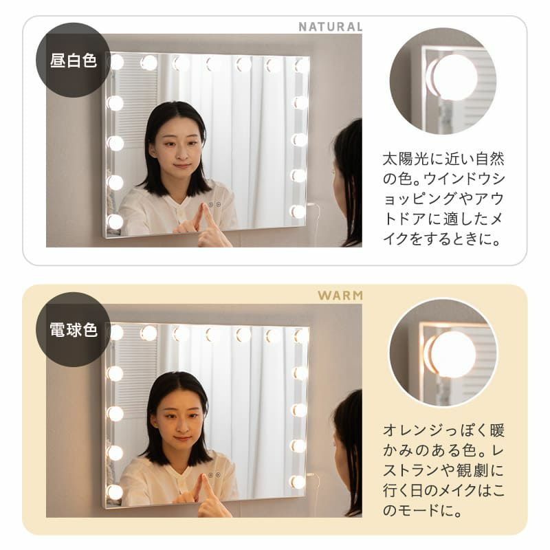 LEDライト付き ドレッサー 2点セット 鏡台 デスク テーブル ハリウッドミラー 女優ミラー 鏡 ミラー 卓上 化粧 メイクアップ NEO