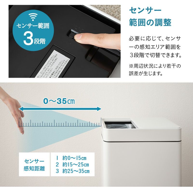 オゾン消臭機能付 電動スライドダストボックス 42L 自動開閉 1年保証 45Lゴミ袋対応 高機能 ゴミ箱 ダストボックス 横25×縦34×高さ60 ふた付き 角型 スクエア おしゃれ スリム 省スペース