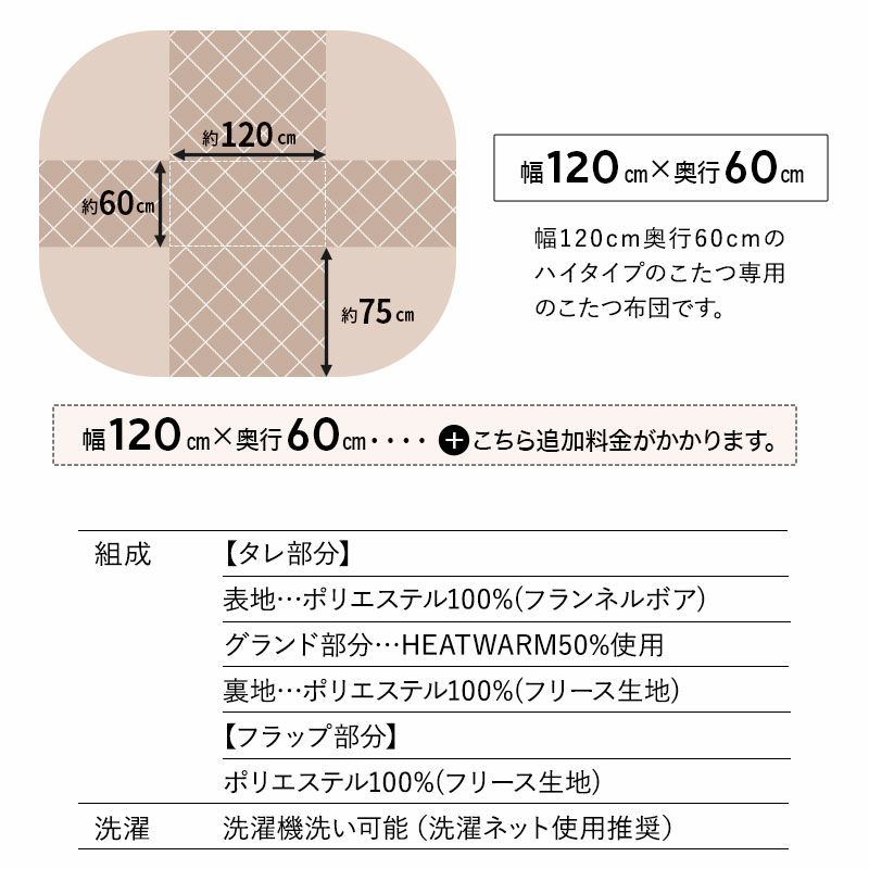 こたつ掛け布団 こたつ布団 ハイタイプ 80×50cm 120×60cm 長方形 省スペース こたつ コタツ 極暖 +2℃ 吸湿発熱 あったか 冬用 防寒 エムールヒート EMOOR HEAT