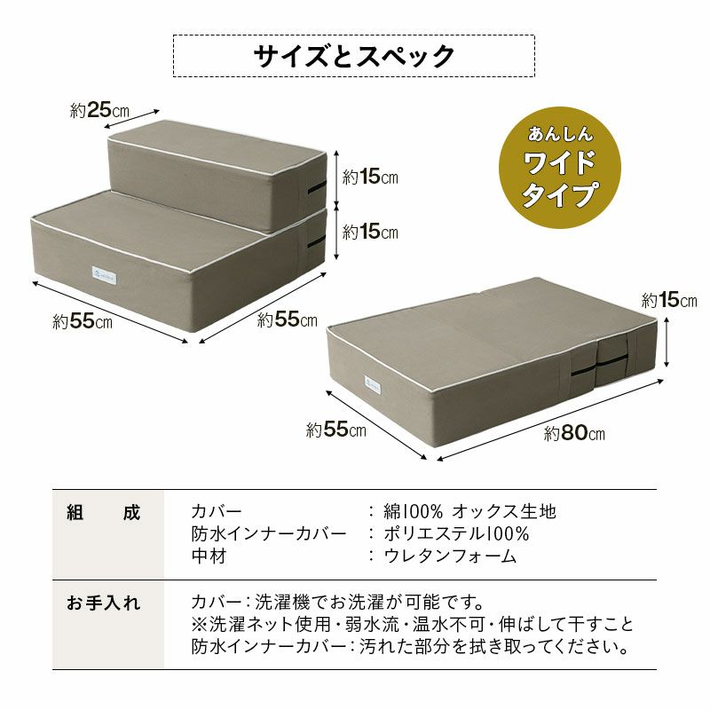 ドッグステップ ワイドタイプ 二つ折り対応 犬用ステップ ペット用ステップ ステップ 踏み台 階段 室内犬 超小型犬 小型犬 中型犬 パピー シニア 高齢 段差解消 ヘルニア 脱臼 ケガ防止 介護