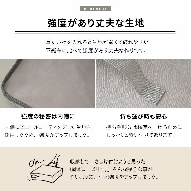 ベッド下収納ケース 3点セット 破けにくい 丈夫 頑丈 衣替え 来客用 引っ越し 新生活 オフシーズン 寝具 衣類 靴 雑貨 小物 おもちゃ 小分け 整理 収納 カバー 持ち運び 便利 機能的 シンプル 通気性 湿気