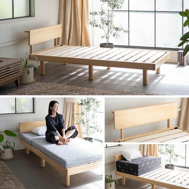 丈夫な すのこベッド ベッドフレーム セミダブル 木製 天然木 すのこ スノコ ベッド 高さが変えられる 高さ調節可能 ロータイプ ハイタイプ 通気性抜群 カビ対策 湿気対策 ベッド下収納