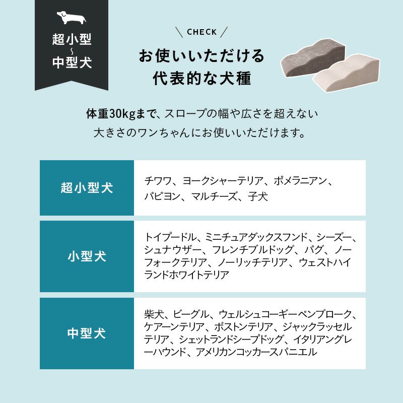 大切な家族のためのゆったり3段ドッグスロープ ゆるやかな傾斜 足腰の負担が少ない 昇り降りしやすい 滑りにくい 安全性が高い ストレスフリー 撥水カバー 超小型犬 小型犬 中型犬 短足犬 老犬 シニア 介護